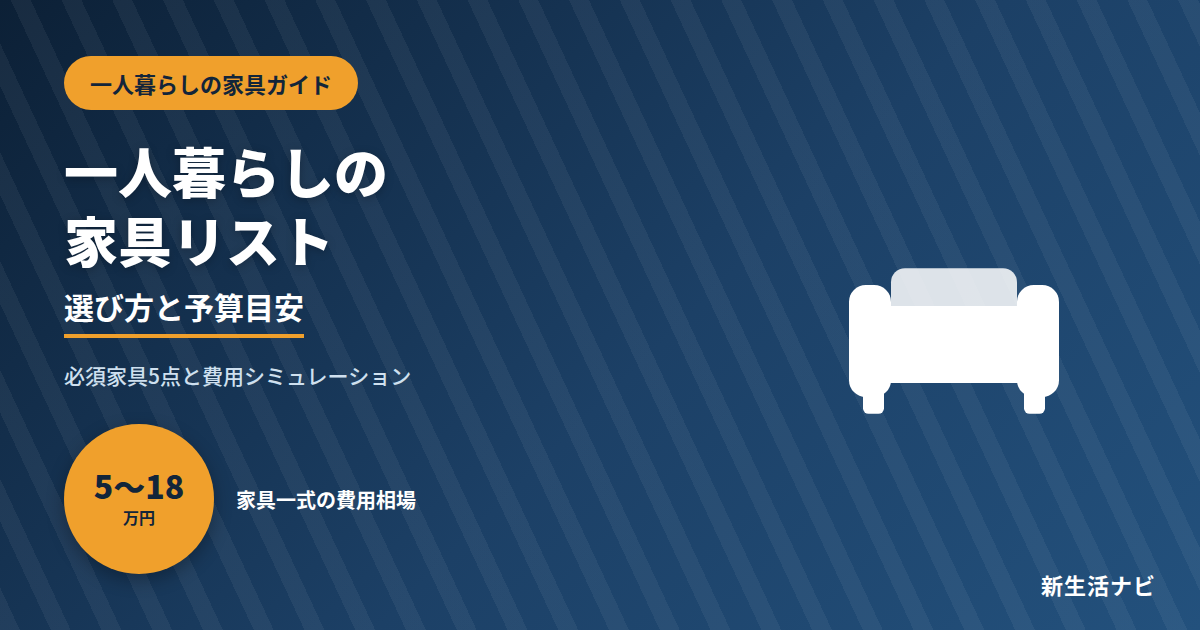 一人暮らしの家具リストと選び方の予算目安